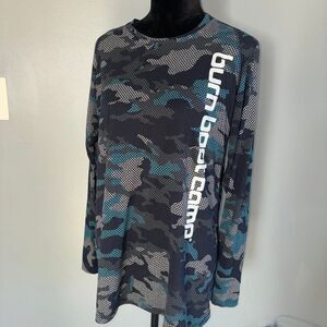 Burn Boot Camp Long Sleeve Athletic Top XLARGE Blue Gray Camouflage Tech